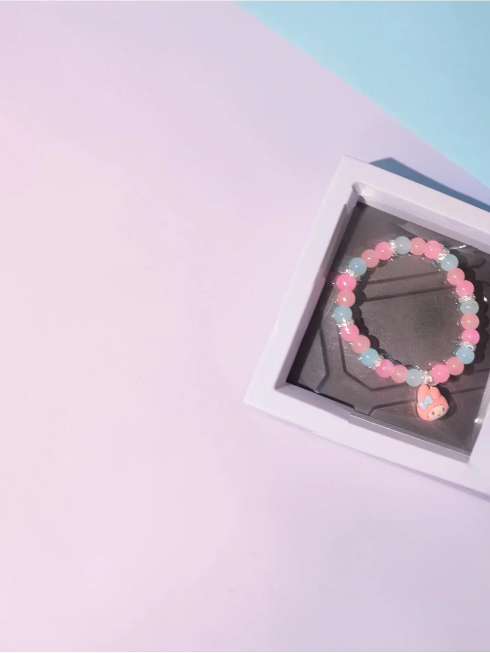 Kids Cute Pink & Light Blue Beaded Charm Bracelet my melody charm